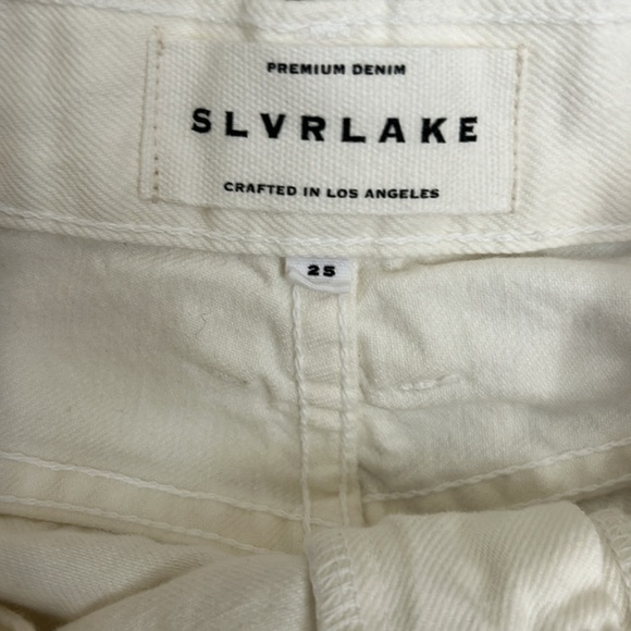 NWT SLVRLAKE London White Destructed High Rise Straight Leg Jeans $285 size 25 - Picture 6 of 16